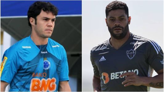 Kléber Gladiador (esq), ex-Cruzeiro, e Hulk (dir), do Atlético