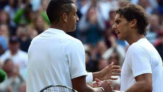 Nick Kyrgios e Rafael Nadal se cumprimentam após jogo em 2014