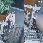 Vídeo: calça agarra em portão e deixa mulher seminua durante tentativa de furto