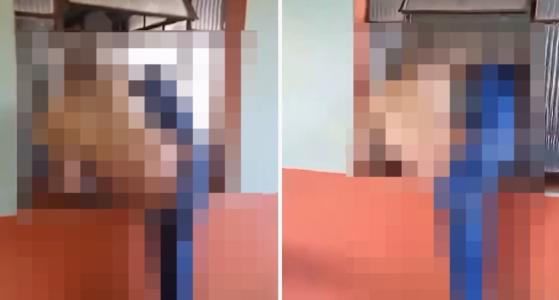 Foto mostra homem preso em janela de bar no Paraná