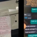 Ladrão furta placa de carro e exige Pix para devolver: ‘Evite problemas e gasto absurdo para fazer outra’