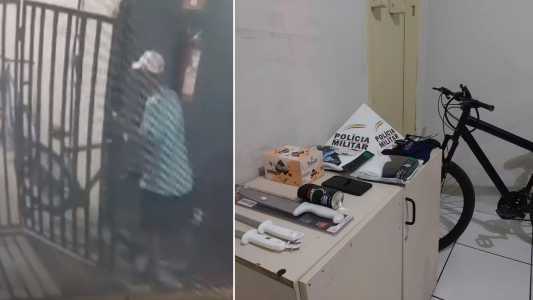 Foto mostra itens furtados por ladrão em João Pinheiro, na região Noroeste de Minas Gerais