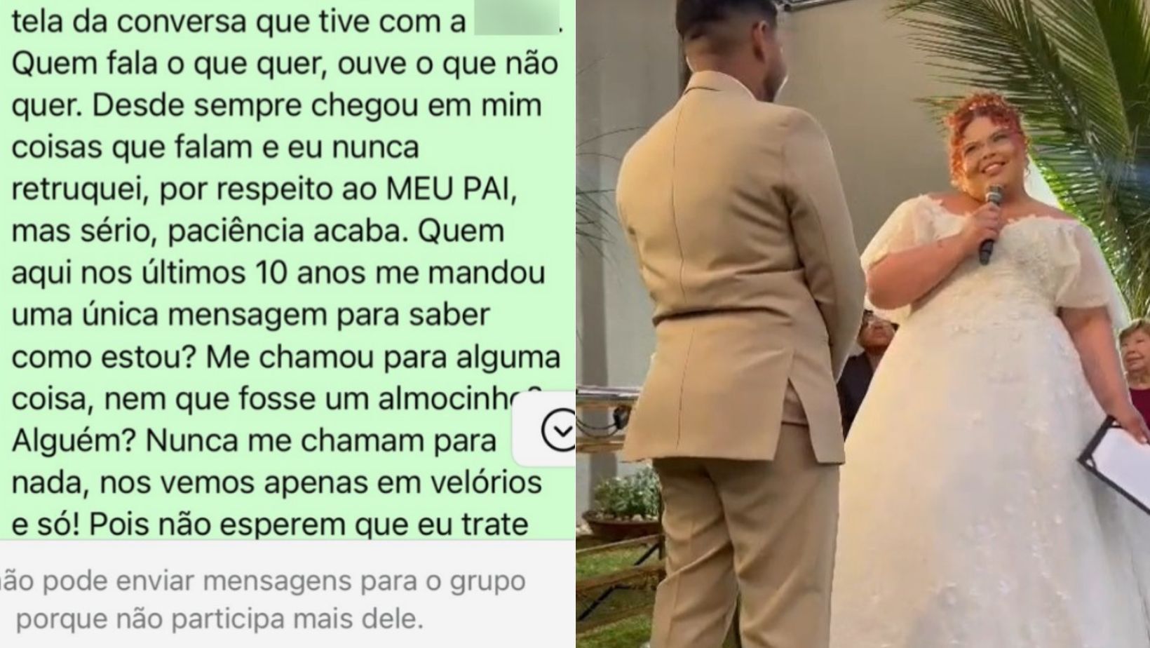 Noiva que deixou parentes fora de casamento bloqueia tia: 'Nos vemos apenas em velórios'