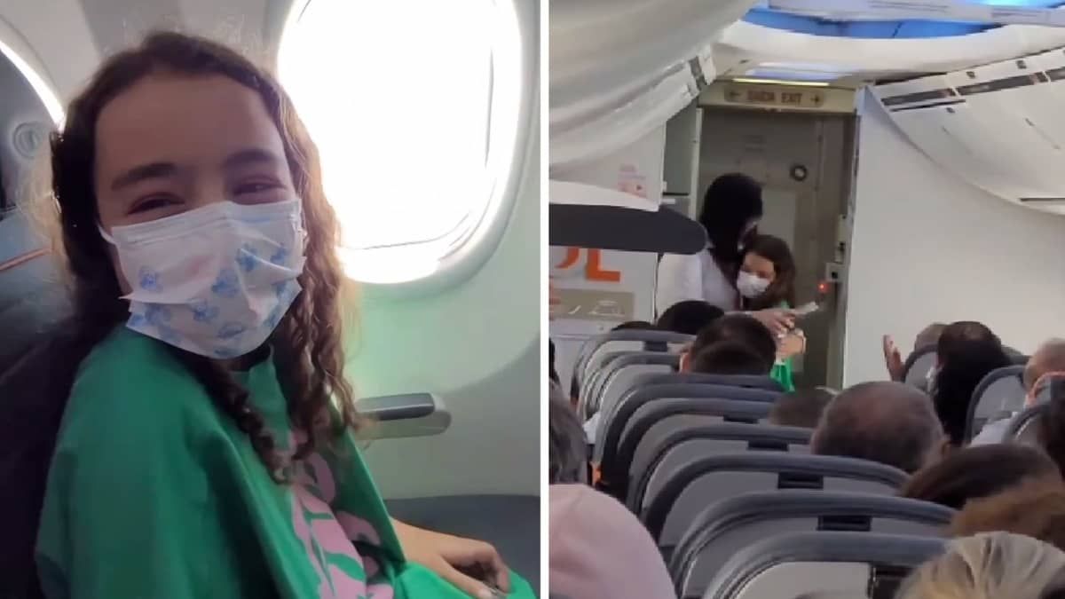 Vídeo: mineira de 11 anos é aplaudida em 1º viagem após transplante de coração