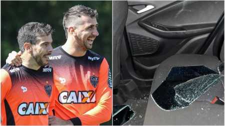 Leandro Donizete (esq) ao lado de Lucas Pratto (dir) em treino na Cidade do Galo