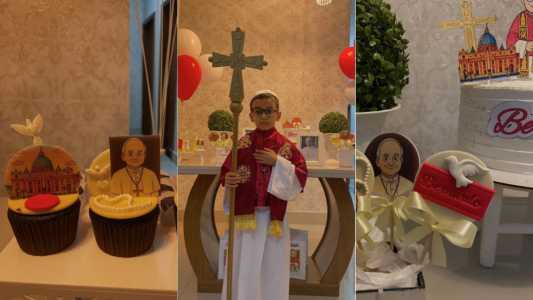 Bernado escolheu Papa Leão como tema de aniversário de 7 anos