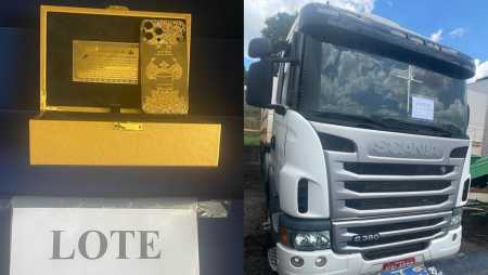 Fotos mostram iPhone dourado e caminhão que serão leiloados pela Receita Federal