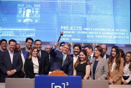 O leilão do túnel Santos/Guarujá foi realizado na sede da bolsa de valores de SP, B3
