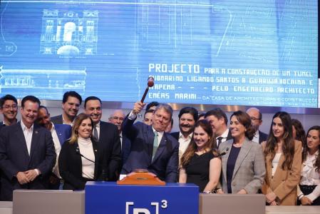 O leilão do túnel Santos/Guarujá foi realizado na sede da bolsa de valores de SP, B3