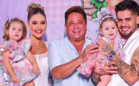 Leonardo com o ex-casal Zé Felipe e Virginia
