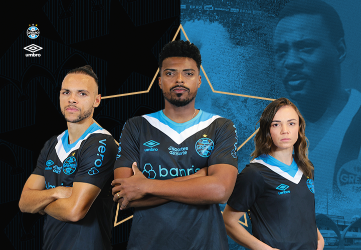 Com ex-Atlético de modelo, Grêmio apresenta terceiro uniforme para a temporada
