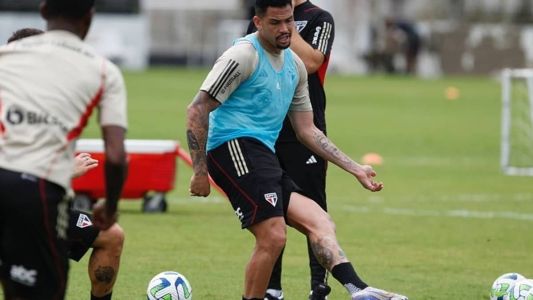 Luciano no treino do São Paulo desta sexta-feira, em Fortaleza