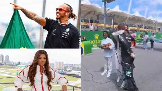 Ludmilla e Hamilton no GP de Fórmula 1, em São Paulo