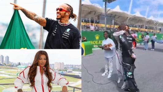 Ludmilla e Hamilton no GP de Fórmula 1, em São Paulo