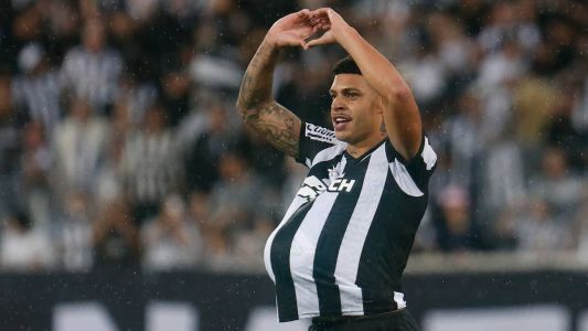 Luis Henrique celebrando o gol na vitória do Botafogo sobre o Bahia