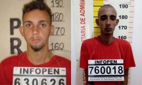 Luiz Carlos Silva Santana (esq) e Tharley Chaves de Souza (dir) estão foragidos do Presídio de Viçosa (MG)