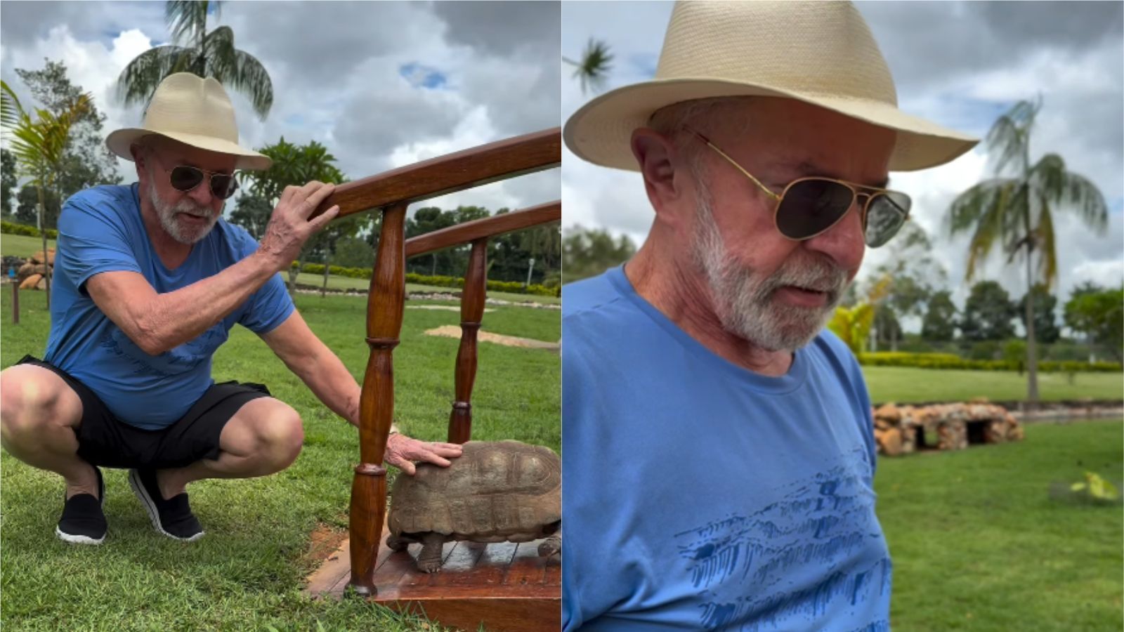 Lula passa Natal na Granja do Torto e visita animais que passaram por recuperação