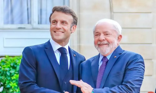 Os presidentes Lula, do Brasil, e Macron, da França