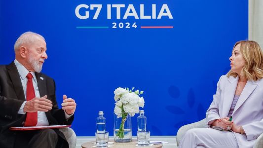 O presidente Lula e a primeira-ministra da Itália, Giorgia Meloni