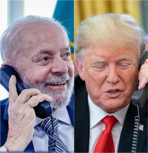 O presidente Lula (esq.) e o presidente dos Estados Unidos, Donald Trump (dir.)