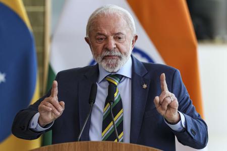 O presidente Lula durante a visita do primeiro-ministro da Índia, Narendra Modi, ao Palácio da Alvorada