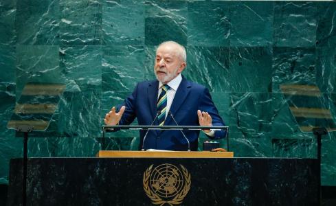 O presidente Lula durante discurso na Assembleia Geral da ONU
