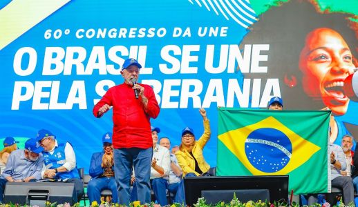 O presidente Lula durante o Congresso da UNE, em Goiânia