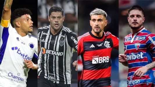 Machado, do Cruzeiro, Hulk, do Atlético, Arrascaeta, do Flamengo, e crispim, do Fortaleza
