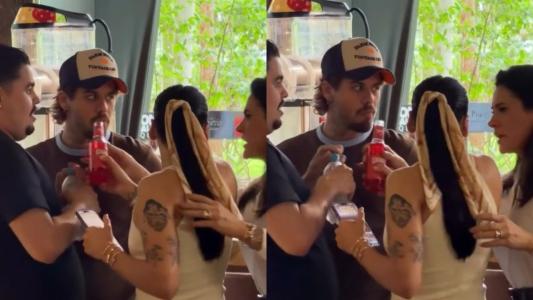 Michele Castela impede a filha de dar bebida para Zé Felipe
