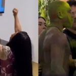 Mãe de MC Bin Laden ajoelha e reza diante da TV durante briga dele com Davi