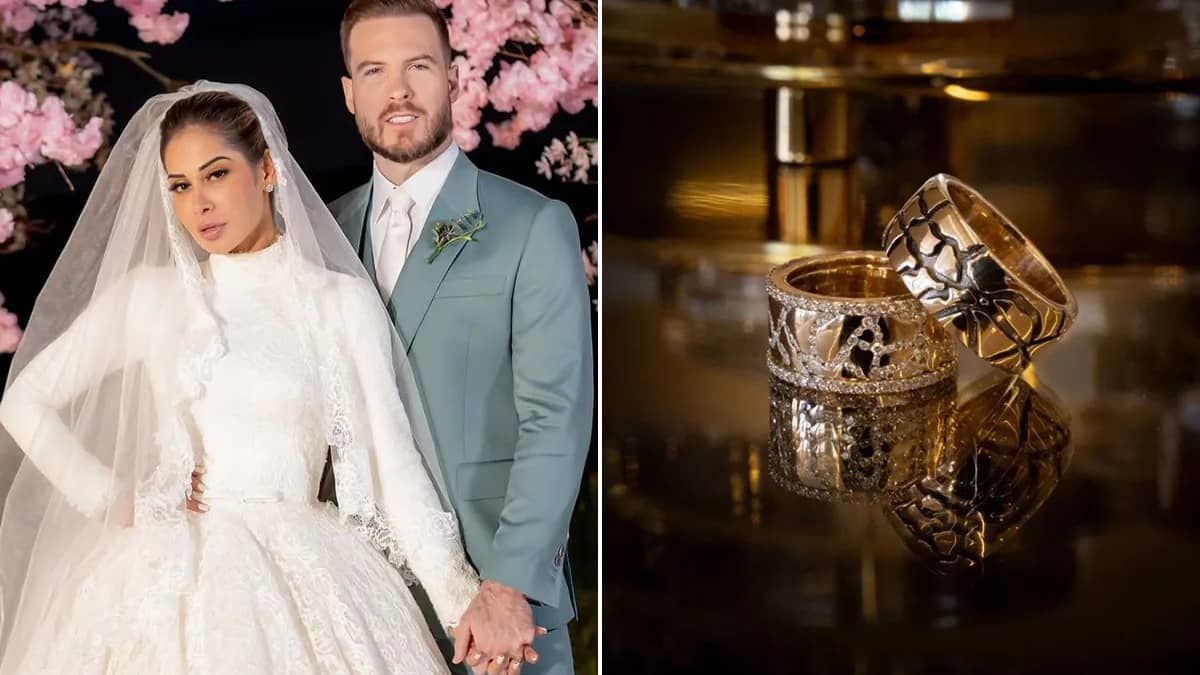 Maíra Cardi e Thiago Nigro trocaram alianças de casamento com carro forte