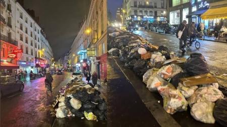 Mais de cinco mil toneladas de lixo estão acumuladas nas ruas de Paris