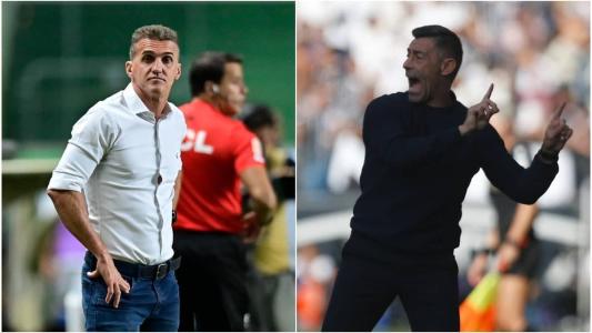 Mancini (esq), do América, e Caixinha (dir), do Bragantino