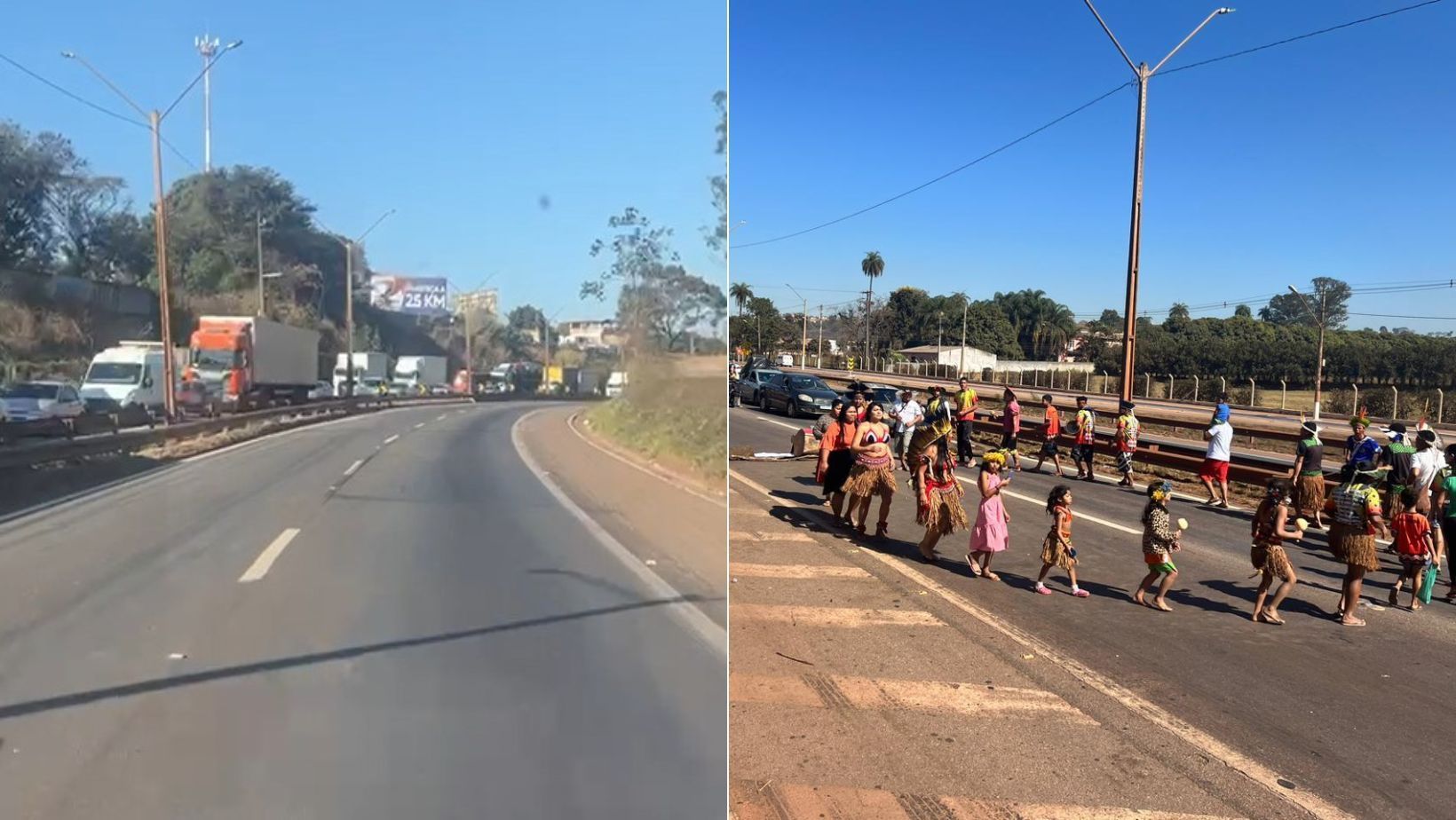 Manifestantes indígenas que fecham BR-381 pedem por medicamentos e tratamento de crianças