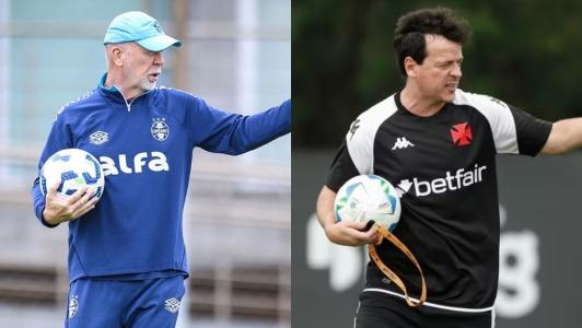 Mano Menezes, técnico do Grêmio, e Fernando Diniz, técnico do Vasco