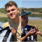 Em visita a BH, Manoel Gomes é presenteado com camisa do Atlético e caneta preta: 'Aqui é Galo'