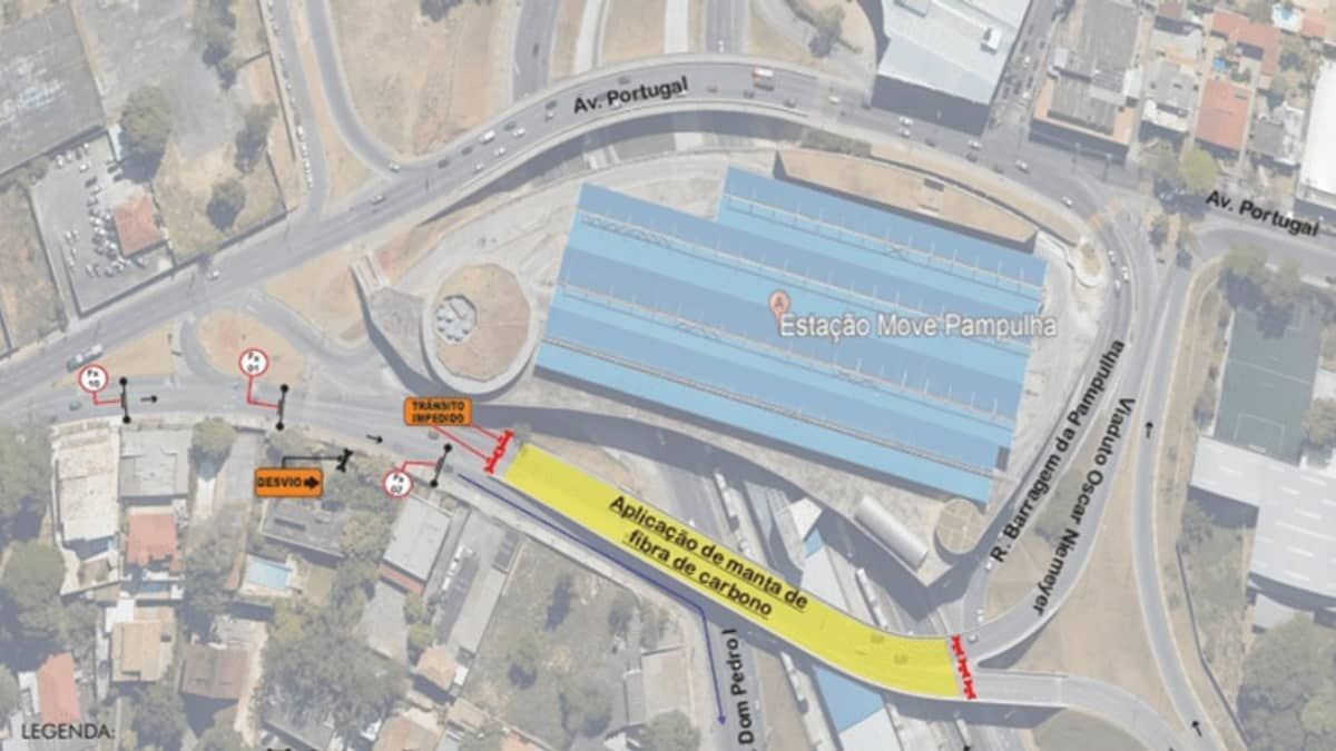 Viaduto Oscar Niemeyer, na Pampulha, será fechado para obras a partir desta segunda-feira
