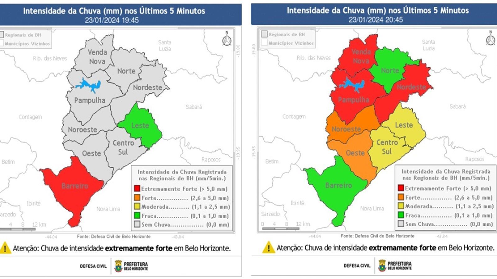 BH tem chuva extremamente forte por uma hora seguida; temporal alaga ruas e causa transtornos
