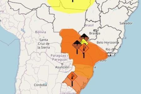 Mapa mostra regiões de MG que podem ser afetadas