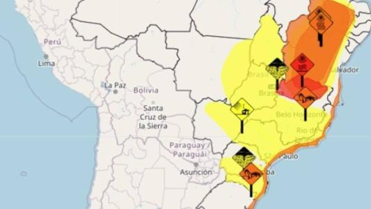 Mapa mostra estados que podem ser atingidos por tempestade