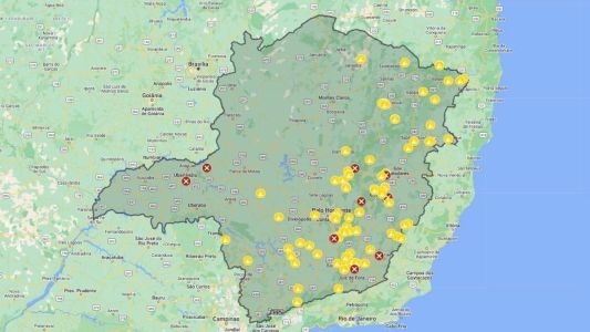 Mapa mostra os pontos interditados
