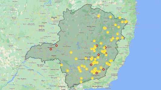 Mapa mostra os pontos interditados