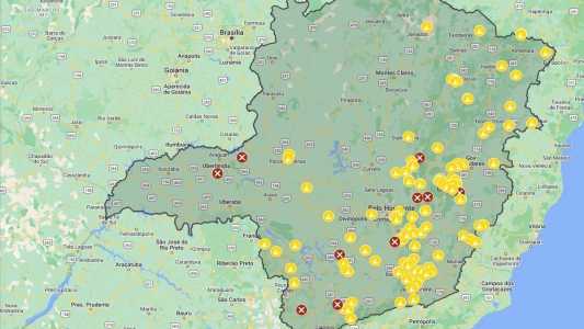Mapa mostra os pontos interditados nas estradas estaduais e federais