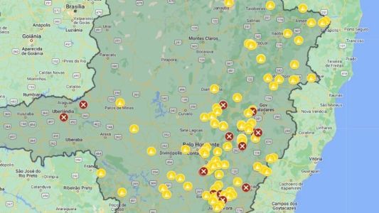 Mapa mostra os pontos interditados nas estradas estuais
