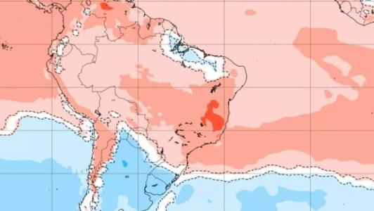 Mapa mostra projeção de temperatura para a primeira semana de dezembro no Brasil
