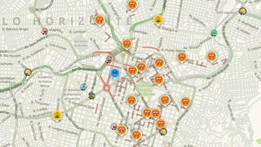 Mapa mostra trânsito complicado no Centro da capital