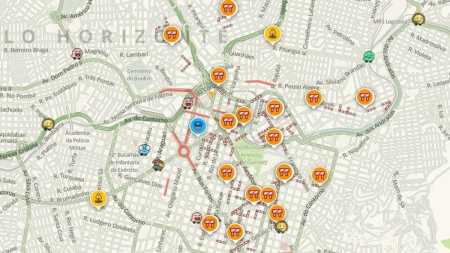 Mapa mostra trânsito complicado no Centro da capital