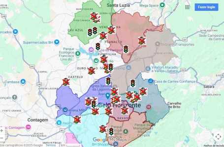 Mapa mostra situação dos sinais de trânsito de BH