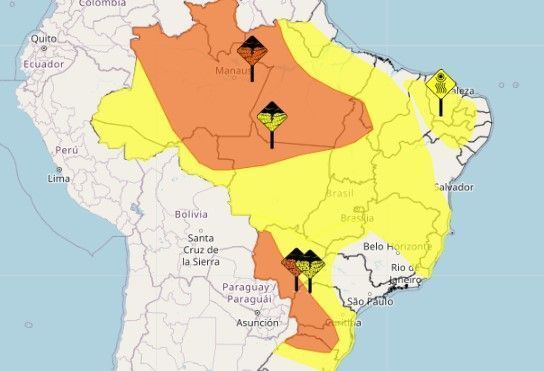 Brasil tem alerta de chuva, granizo e tempestade para 20 estados e o DF; veja o mapa
