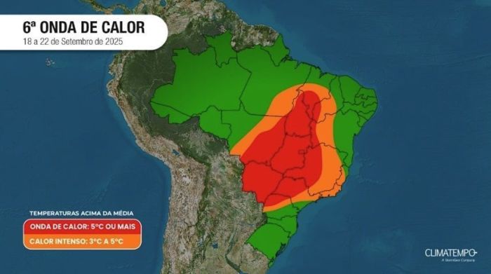 Mapa mostra onde vai fazer mais calor em Minas 